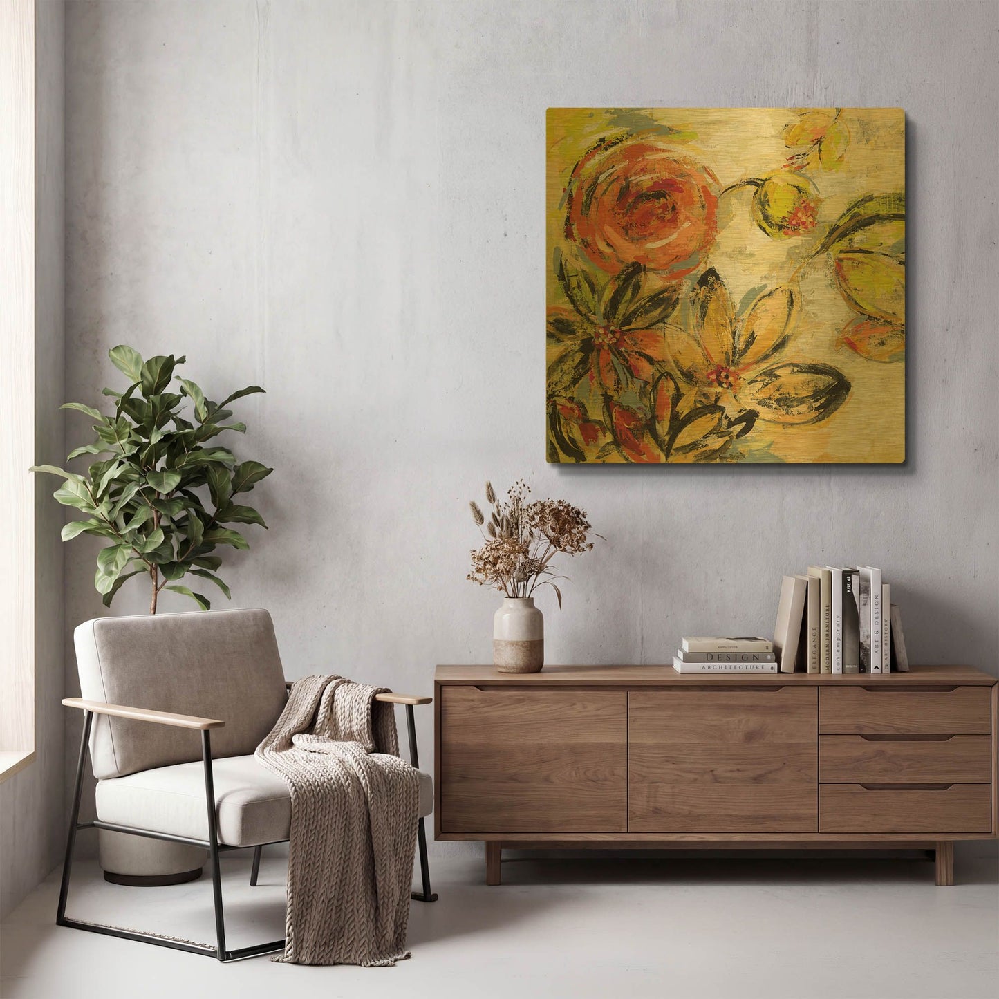 'Floral Joy' By Silvia Vassileva Gold Metal Wall Art
