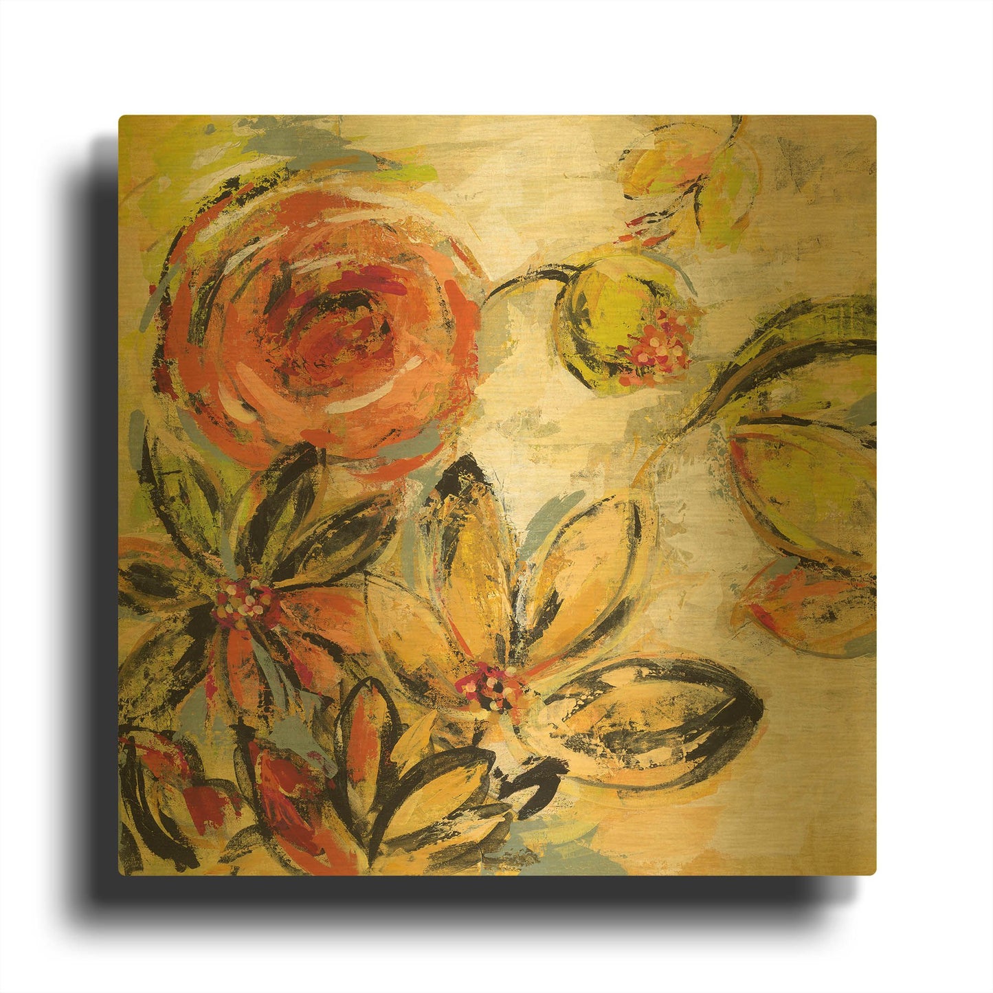 'Floral Joy' By Silvia Vassileva Gold Metal Wall Art