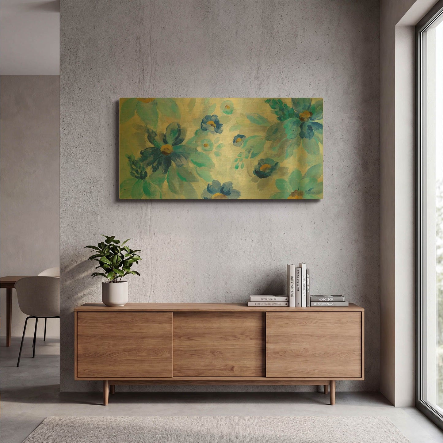 'Blue Flowers Whisper I' By Silvia Vassileva Gold Metal Wall Art