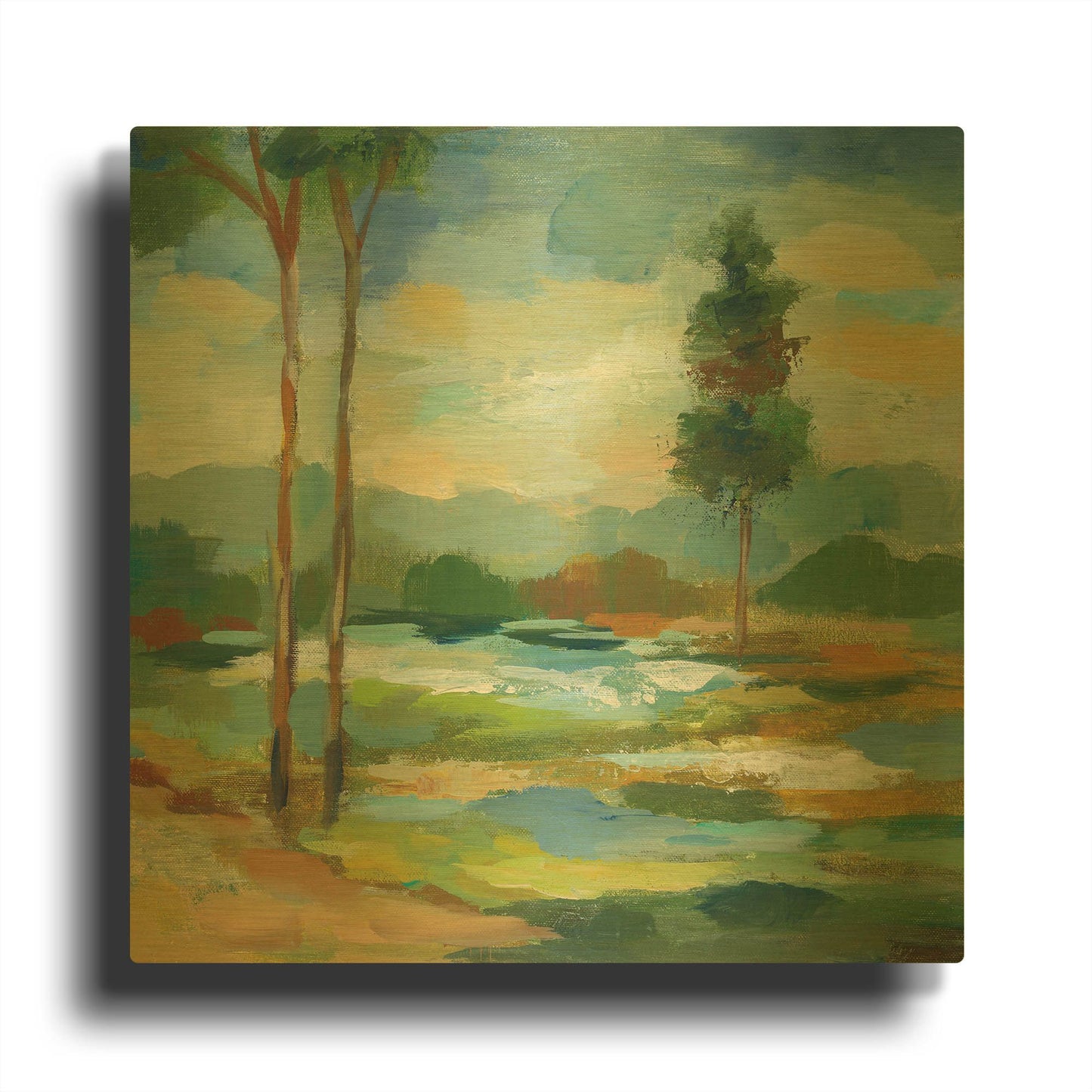 'Early Spring Landscape I' By Silvia Vassileva Gold Metal Wall Art