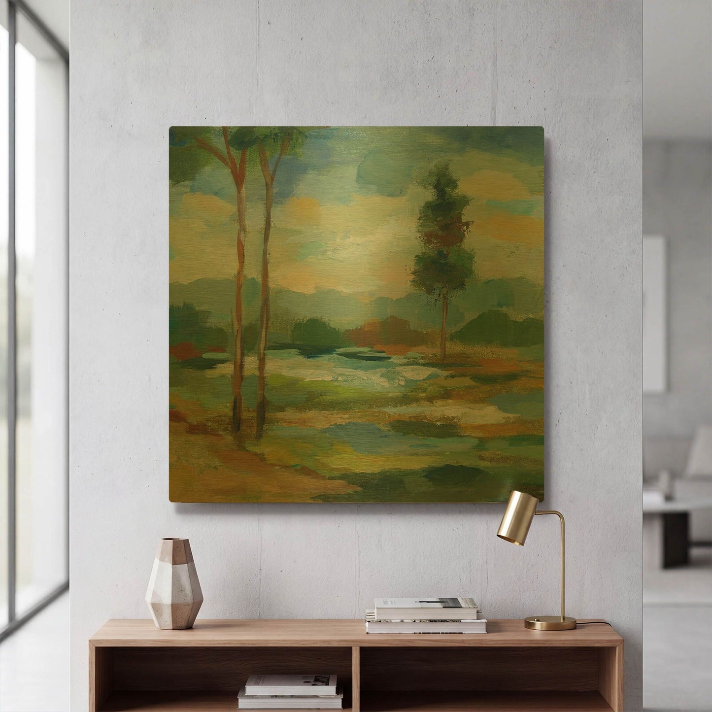 'Early Spring Landscape I' By Silvia Vassileva Gold Metal Wall Art