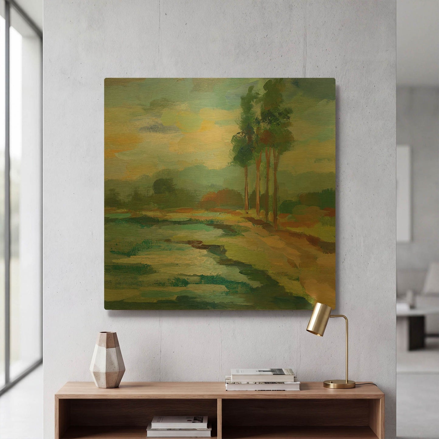 'Early Spring Landscape II' By Silvia Vassileva Gold Metal Wall Art