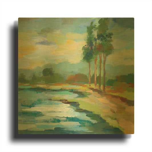 'Early Spring Landscape II' By Silvia Vassileva Gold Metal Wall Art