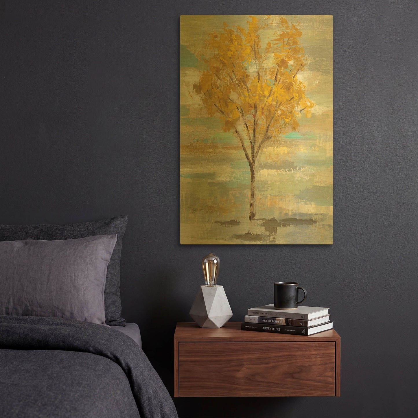 'Golden Tree and Fog I' By Silvia Vassileva Gold Metal Wall Art