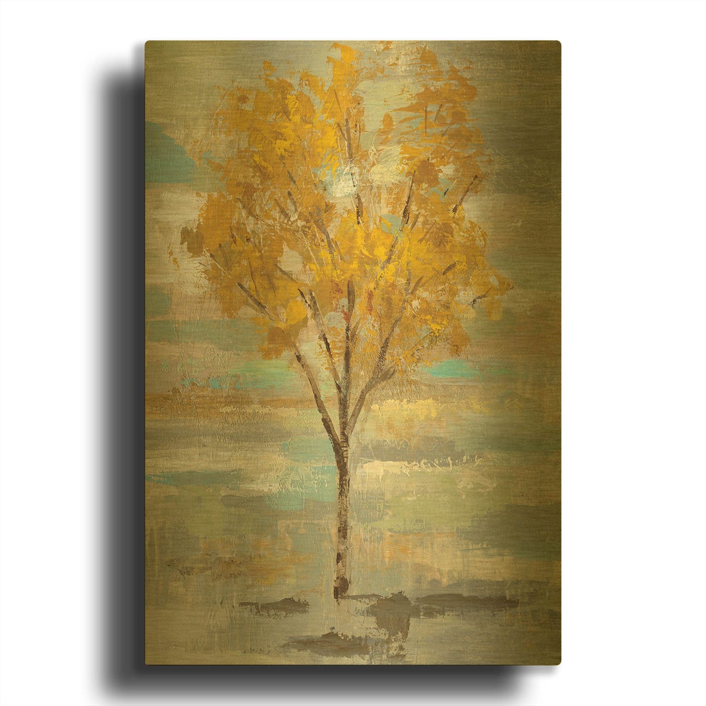 'Golden Tree and Fog I' By Silvia Vassileva Gold Metal Wall Art