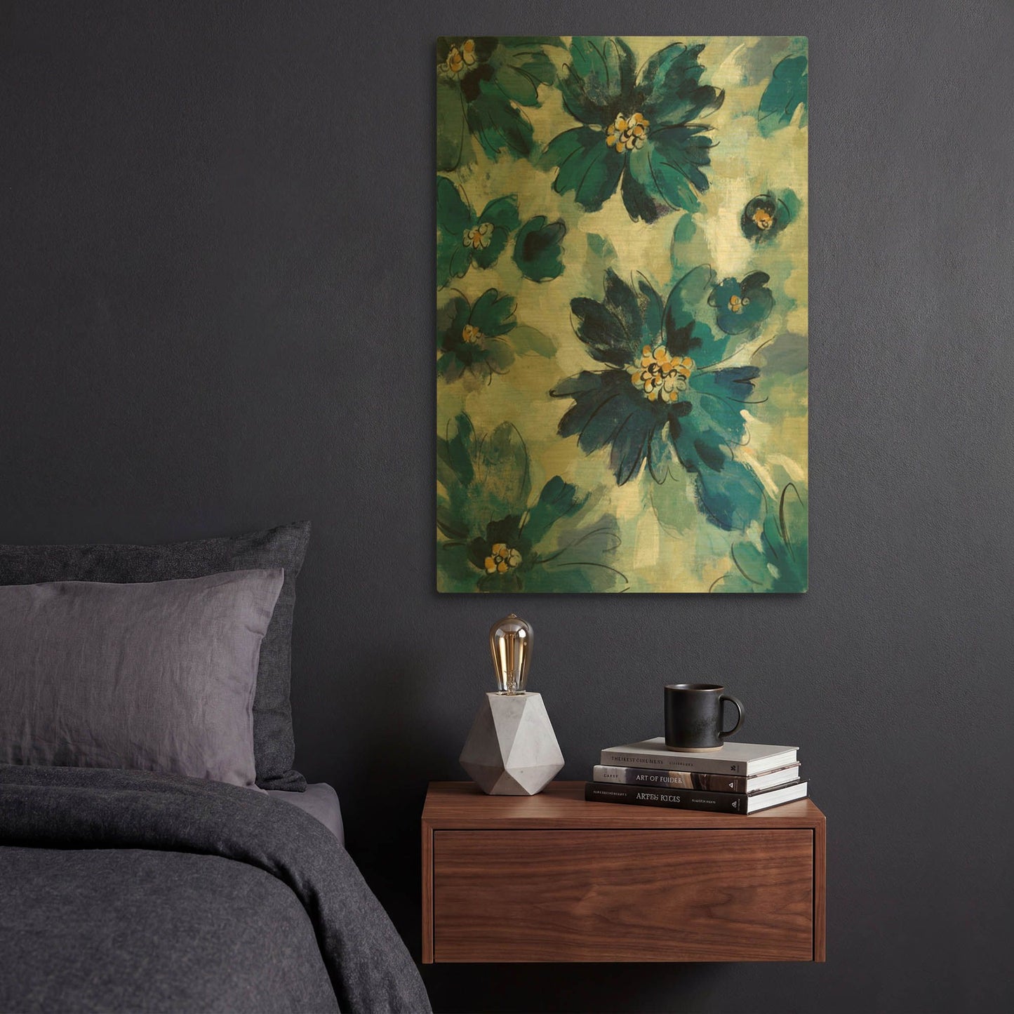 'Inky Floral I' By Silvia Vassileva Gold Metal Wall Art
