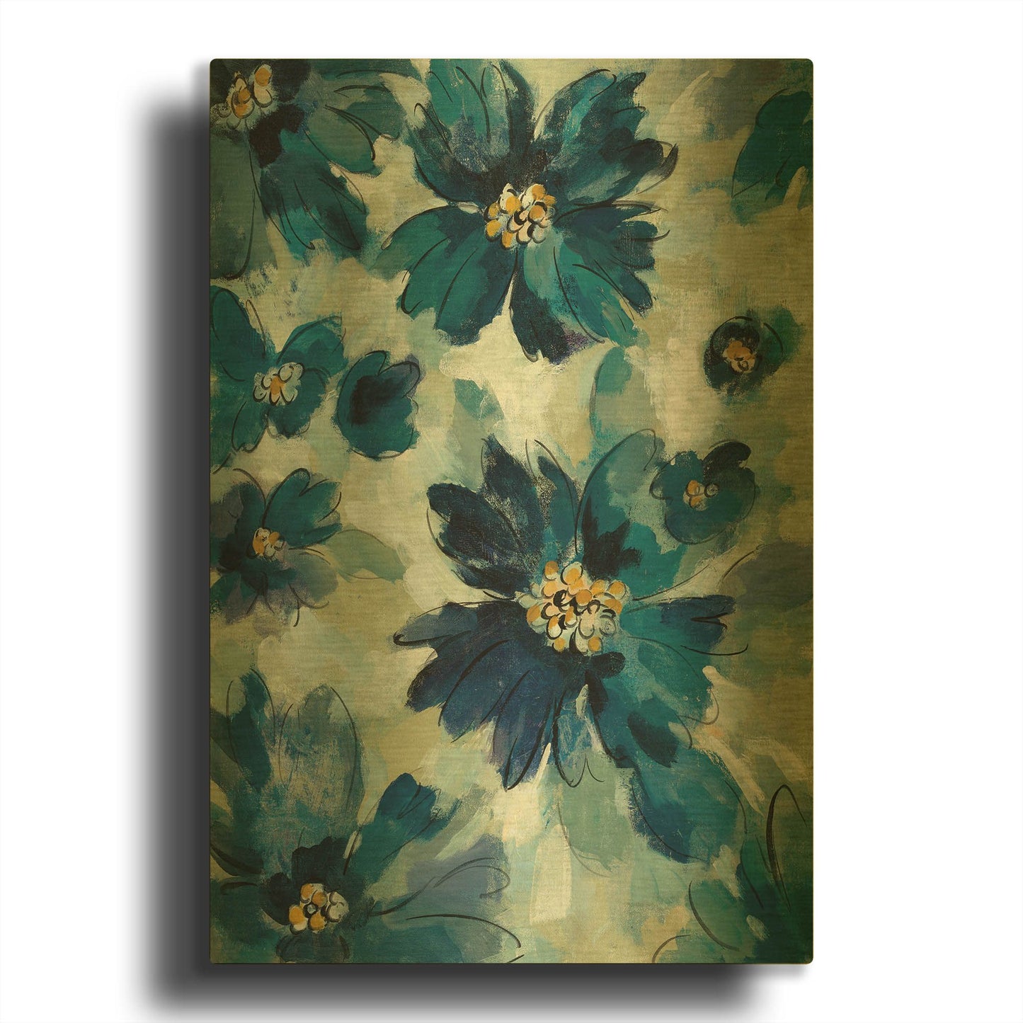 'Inky Floral I' By Silvia Vassileva Gold Metal Wall Art