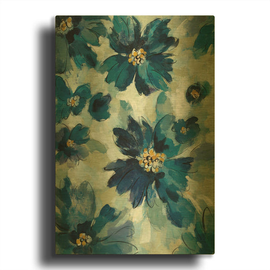 'Inky Floral I' By Silvia Vassileva Gold Metal Wall Art