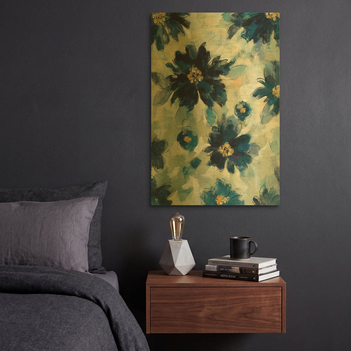 'Inky Floral II' By Silvia Vassileva Gold Metal Wall Art