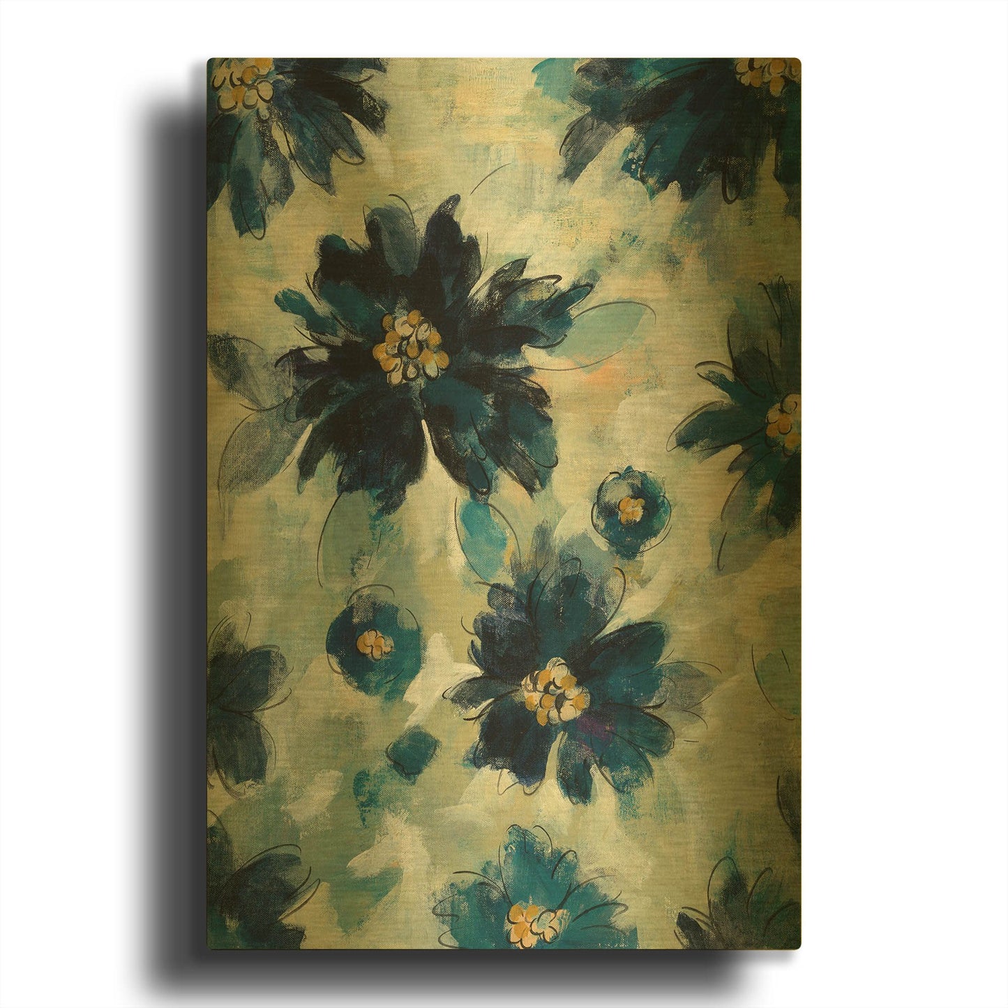 'Inky Floral II' By Silvia Vassileva Gold Metal Wall Art