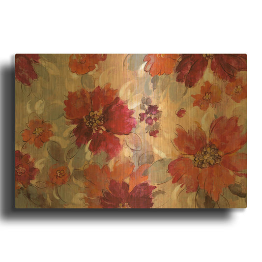 'Magenta and Coral Floral' By Silvia Vassileva Gold Metal Wall Art