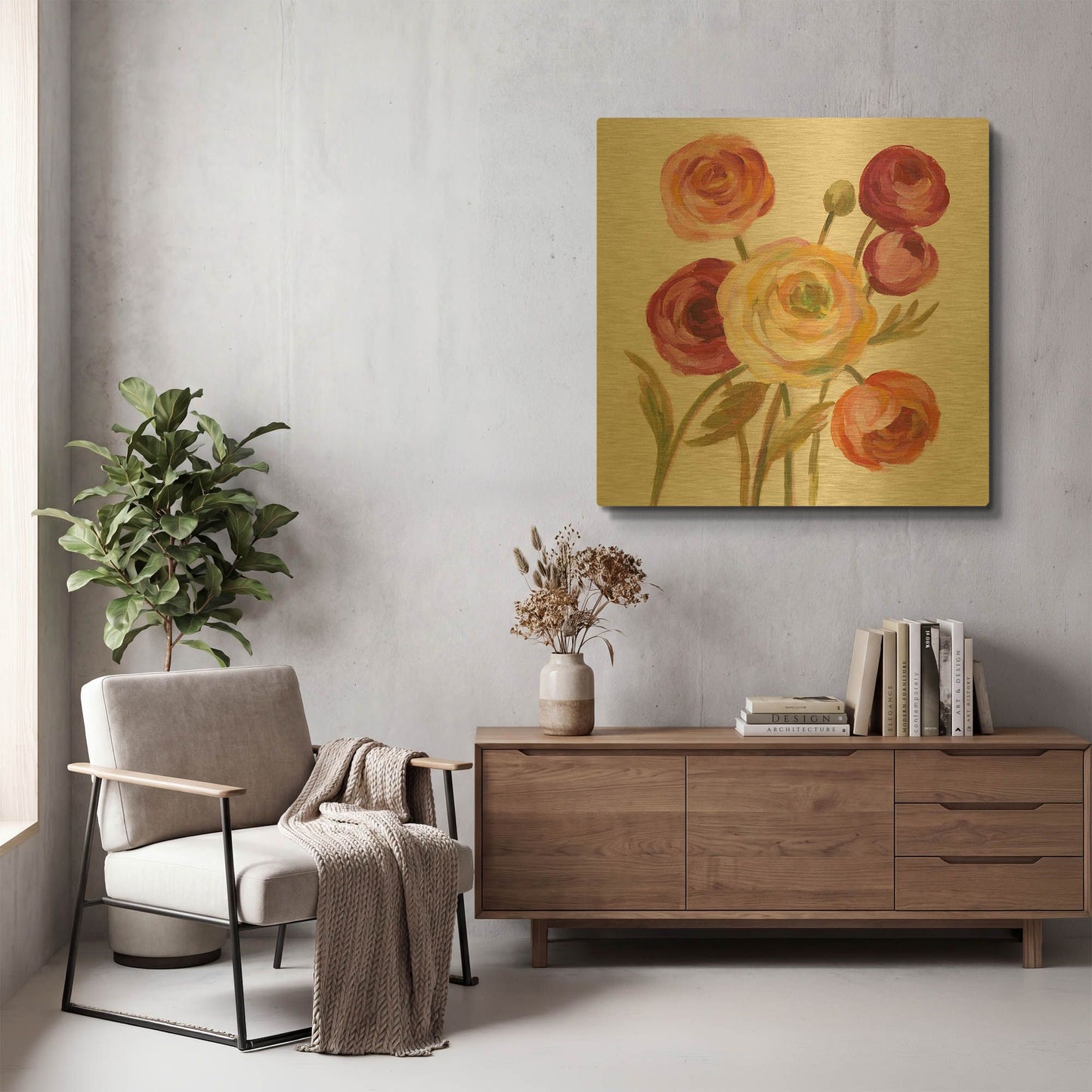 'English Garden II' By Silvia Vassileva Gold Metal Wall Art