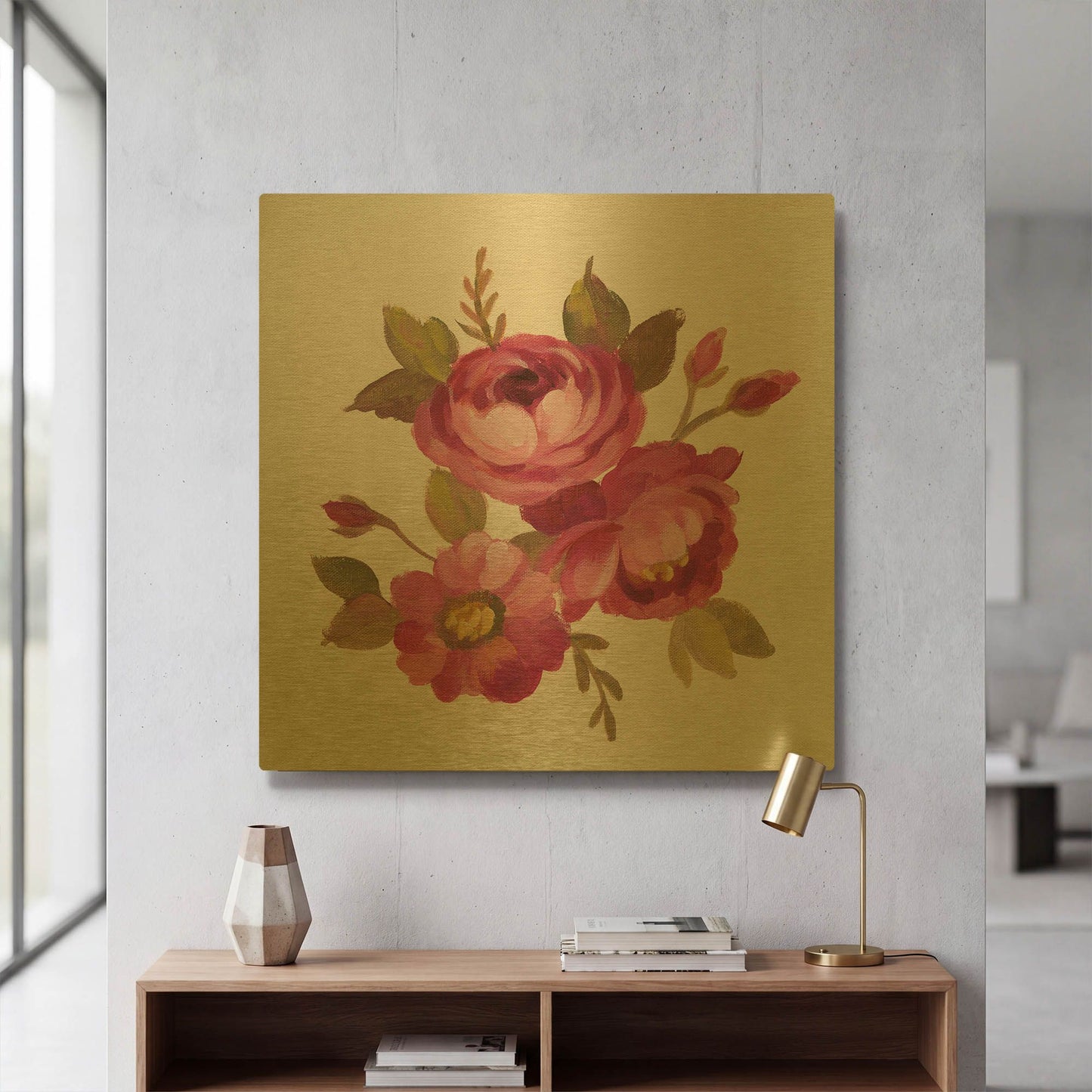 'English Garden III' By Silvia Vassileva Gold Metal Wall Art
