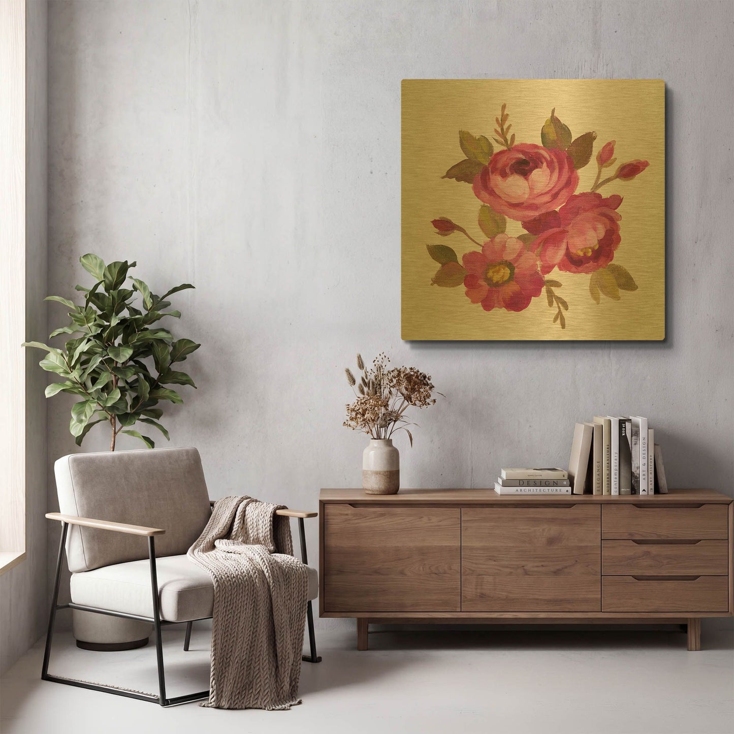 'English Garden III' By Silvia Vassileva Gold Metal Wall Art
