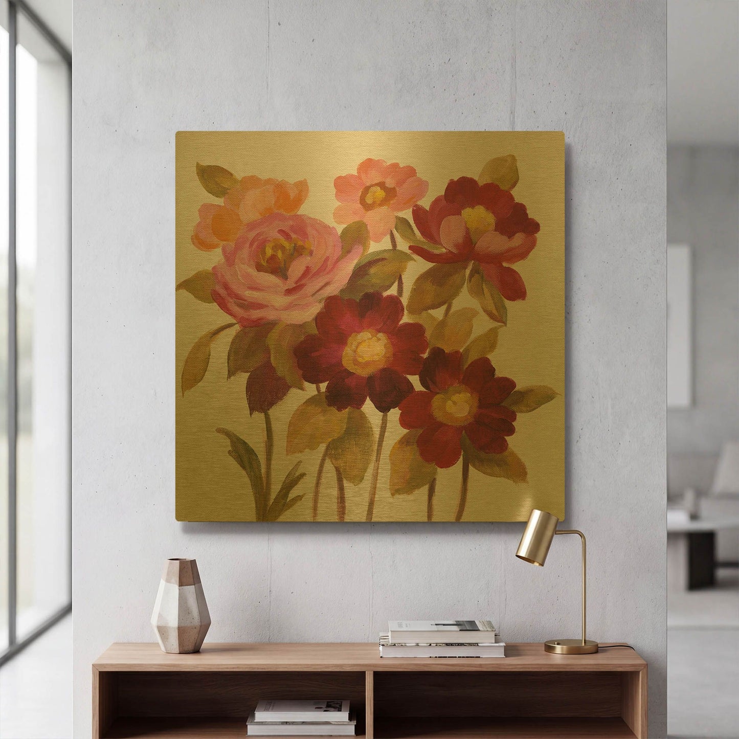 'English Garden IV' By Silvia Vassileva Gold Metal Wall Art