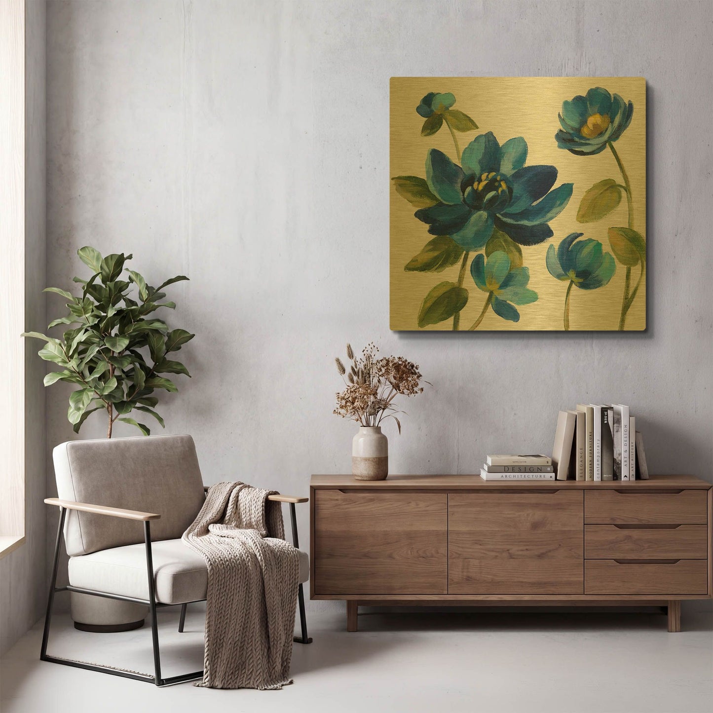 'Seaside Garden I' By Silvia Vassileva Gold Metal Wall Art