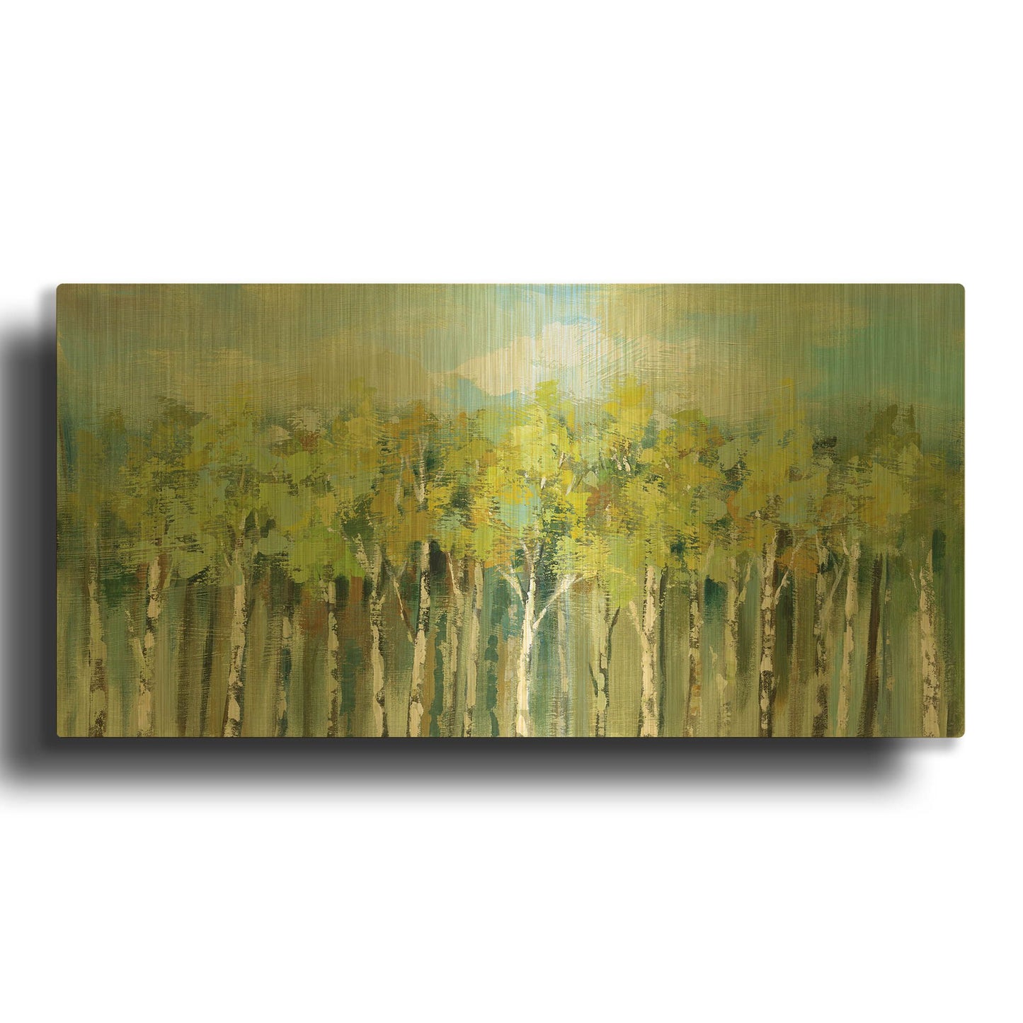 'April Tree Tops' By Silvia Vassileva Gold Metal Wall Art