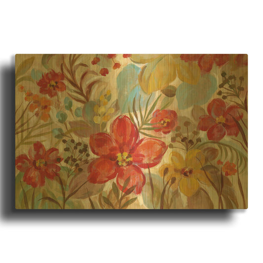 'Tropical Flowers' By Silvia Vassileva Gold Metal Wall Art
