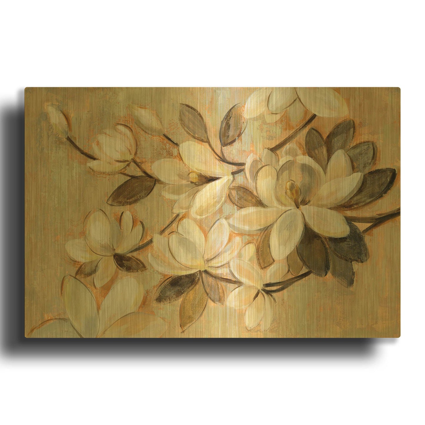 'Magnolia Simplicity' By Silvia Vassileva Gold Metal Wall Art