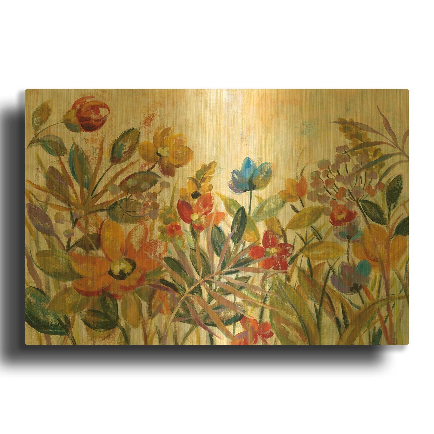 'Rain Forest Floral' By Silvia Vassileva Gold Metal Wall Art