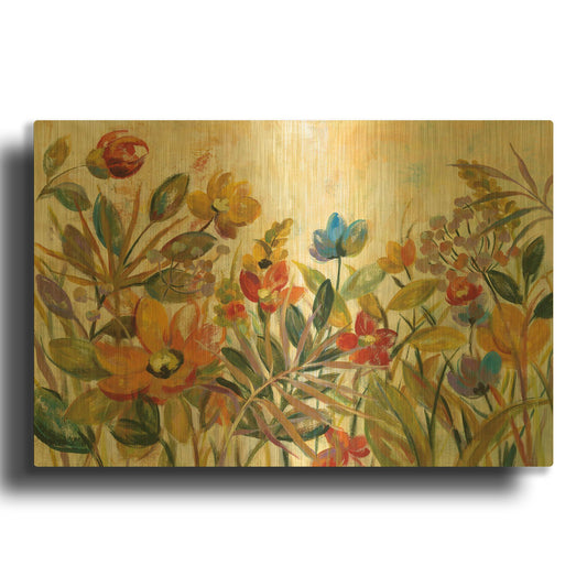 'Rain Forest Floral' By Silvia Vassileva Gold Metal Wall Art