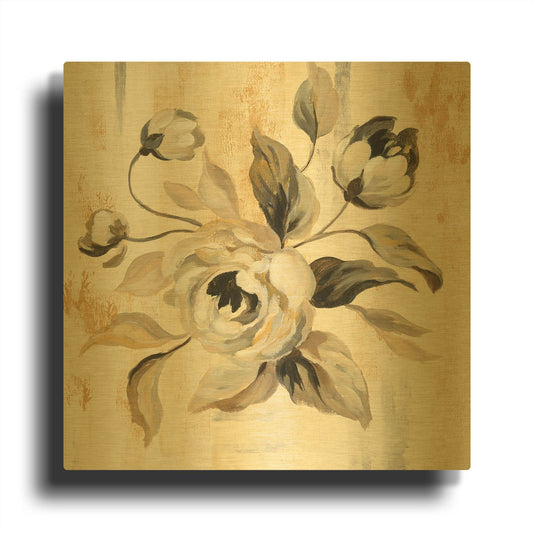 'English Rose II' By Silvia Vassileva Gold Metal Wall Art