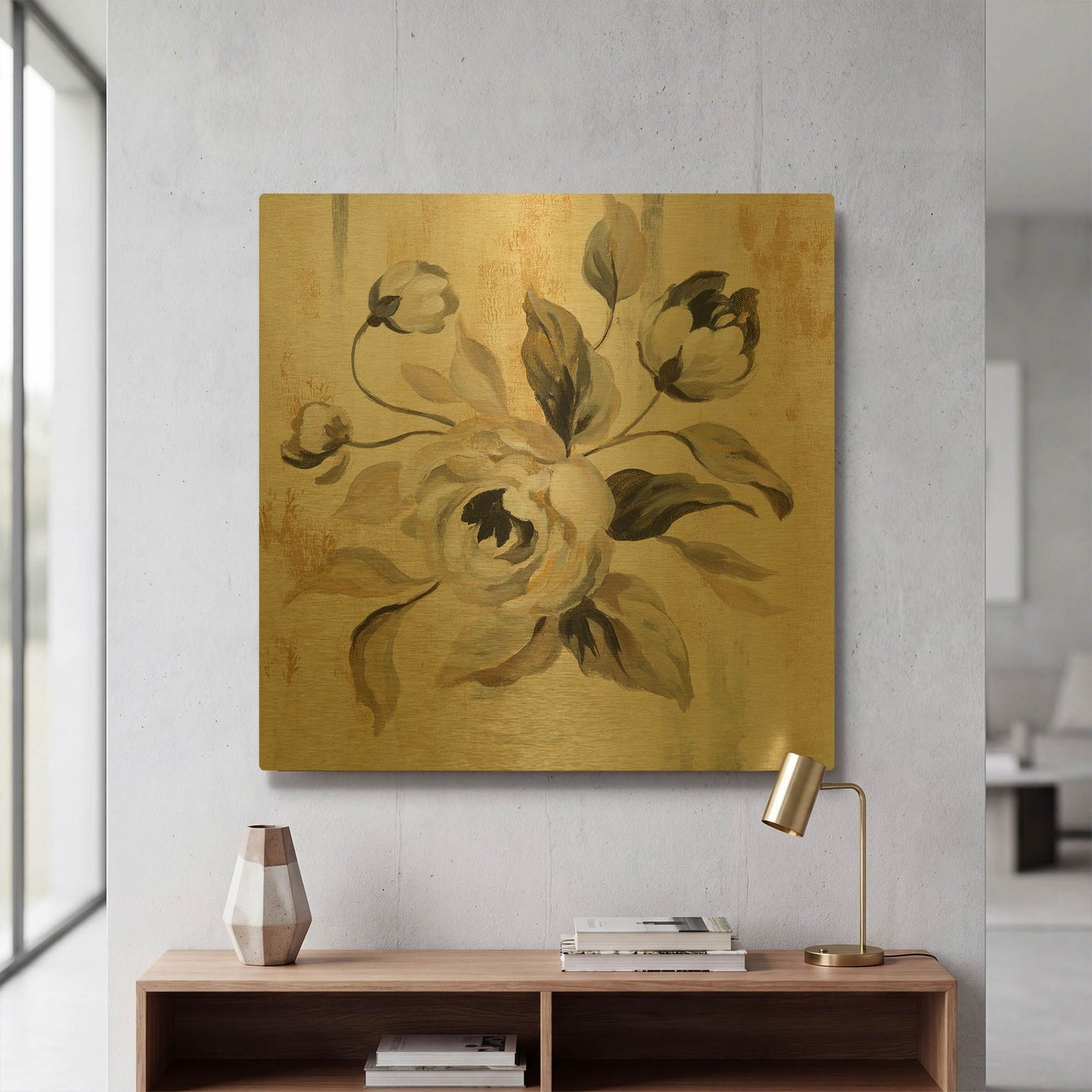 'English Rose II' By Silvia Vassileva Gold Metal Wall Art