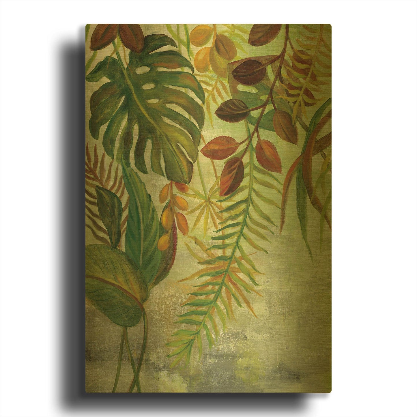 'Tropical Greenery I' By Silvia Vassileva Gold Metal Wall Art