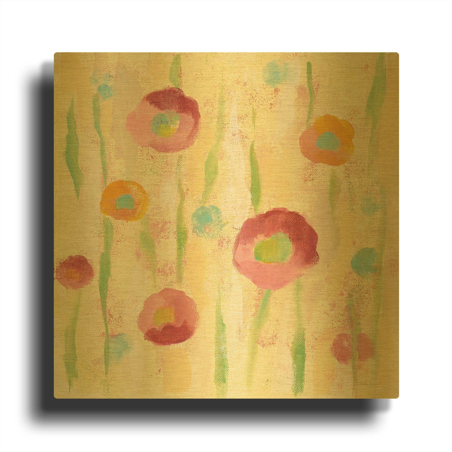 'Breezy Floral Element 1' By Silvia Vassileva Gold Metal Wall Art