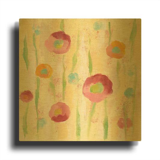 'Breezy Floral Element 1' By Silvia Vassileva Gold Metal Wall Art
