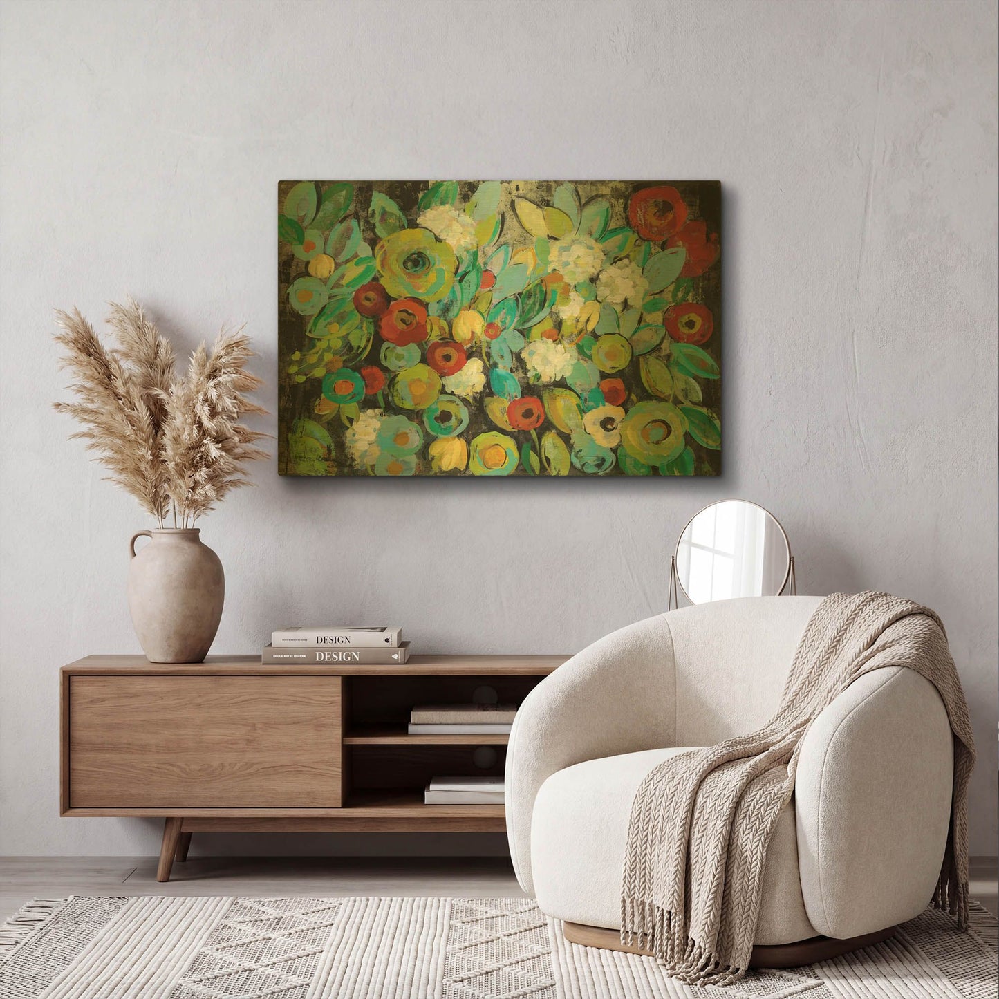 'Fiesta Floral Flipped' By Silvia Vassileva Gold Metal Wall Art