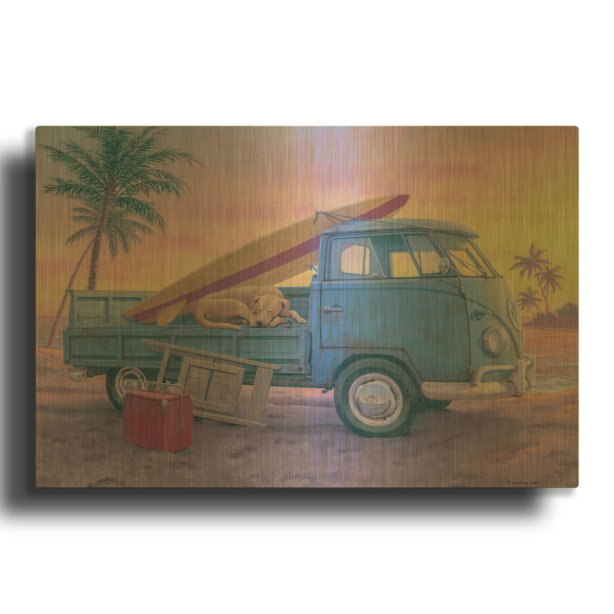 'The Beach Boy' By Richard Courtney Gold Metal Wall Art