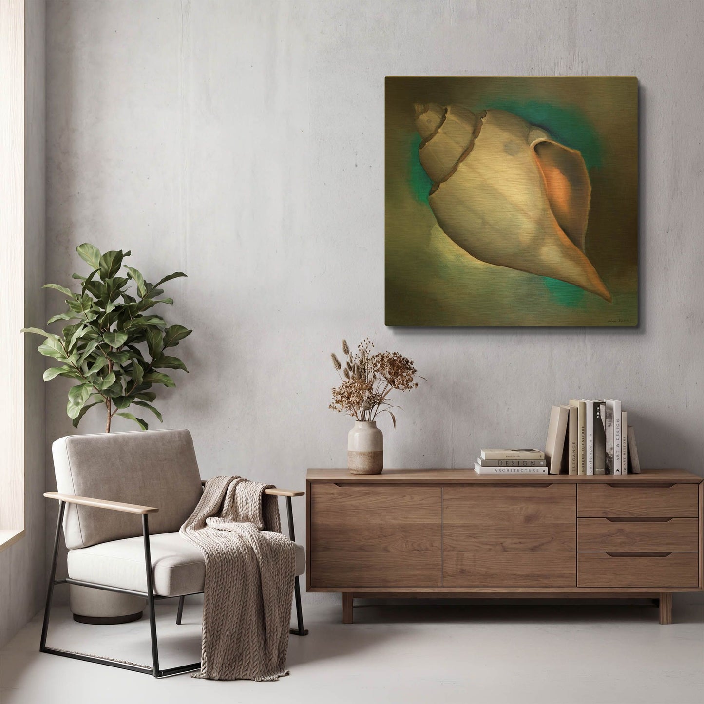'Sea Shell Glow' By Louise Montillio Gold Metal Wall Art