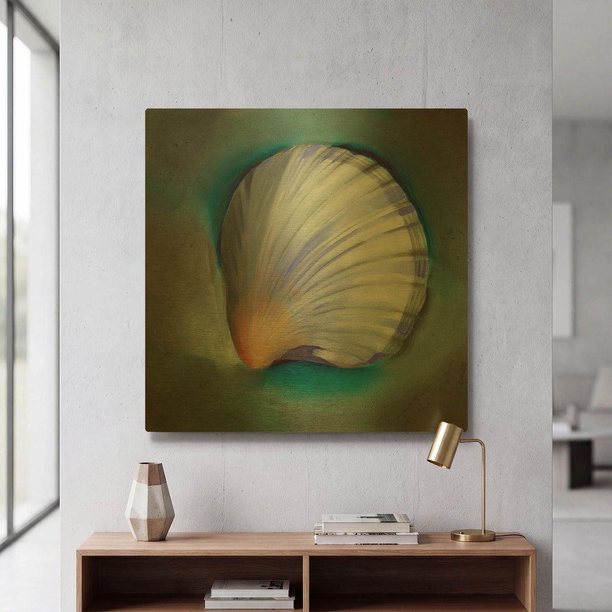 'Clam Shell Glow' By Louise Montillio Gold Metal Wall Art