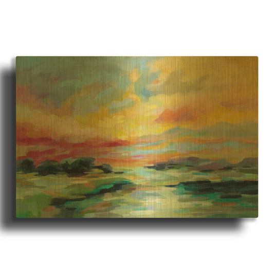 'July Sunset' By Silvia Vassileva Gold Metal Wall Art