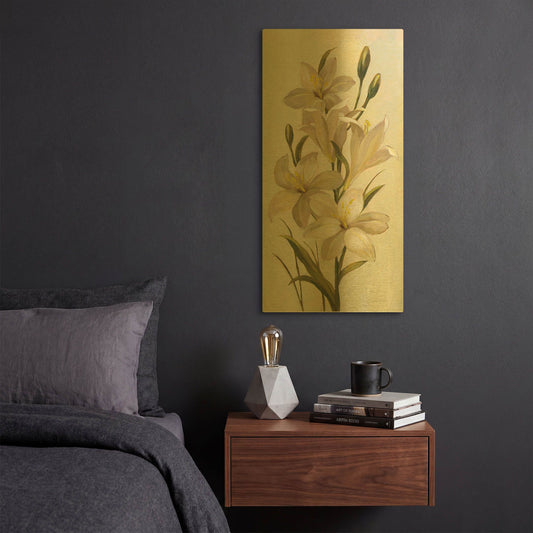 'Elegant White Florals I' By Silvia Vassileva Gold Metal Wall Art