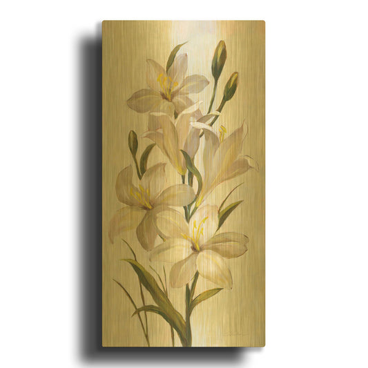 'Elegant White Florals I' By Silvia Vassileva Gold Metal Wall Art