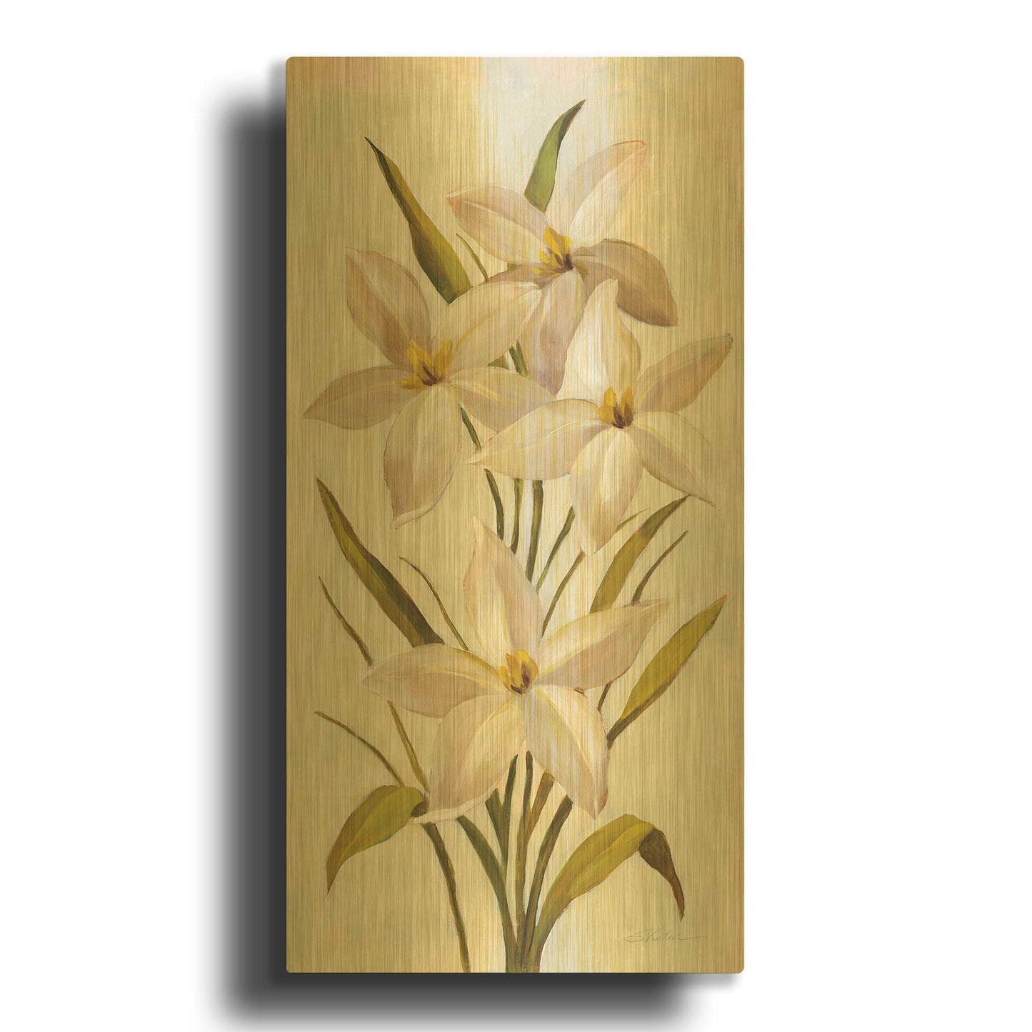'Elegant White Florals II' By Silvia Vassileva Gold Metal Wall Art