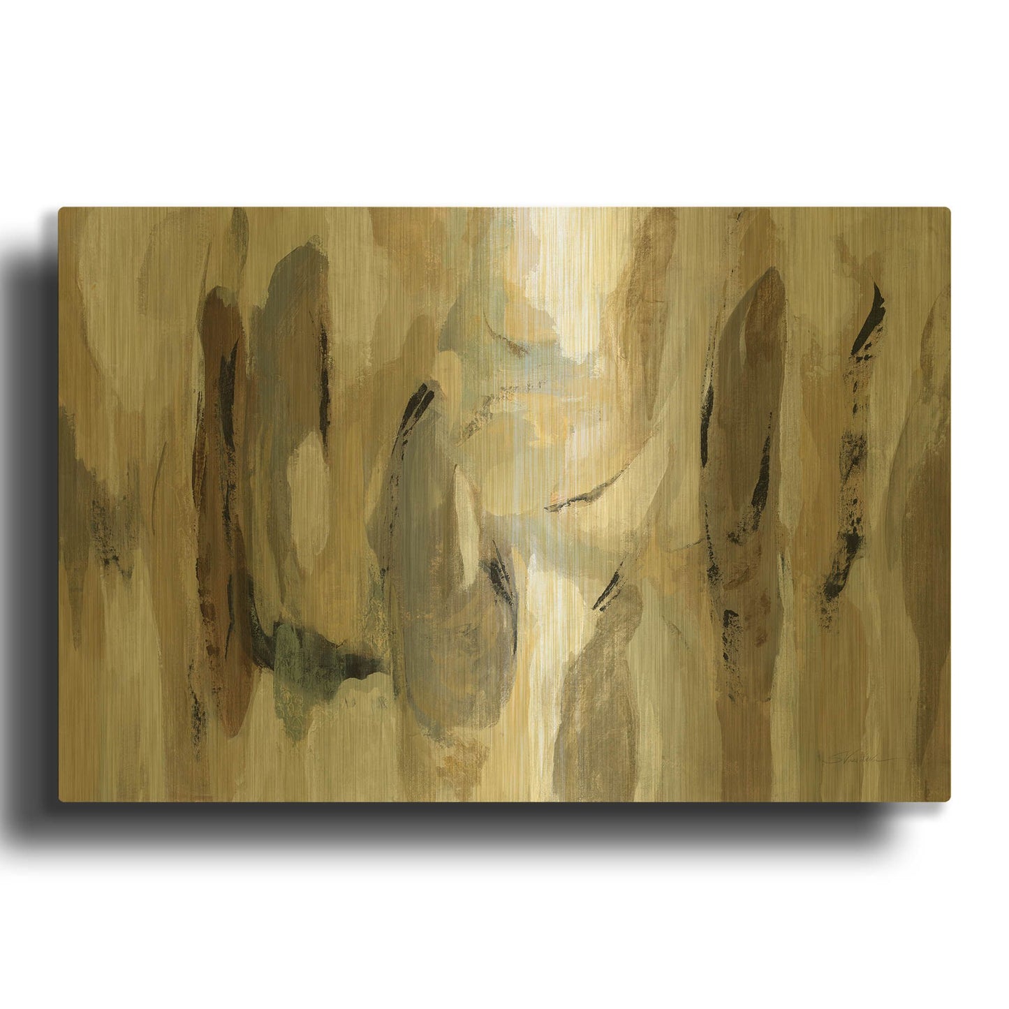 'Fluidity Neutral' By Silvia Vassileva Gold Metal Wall Art