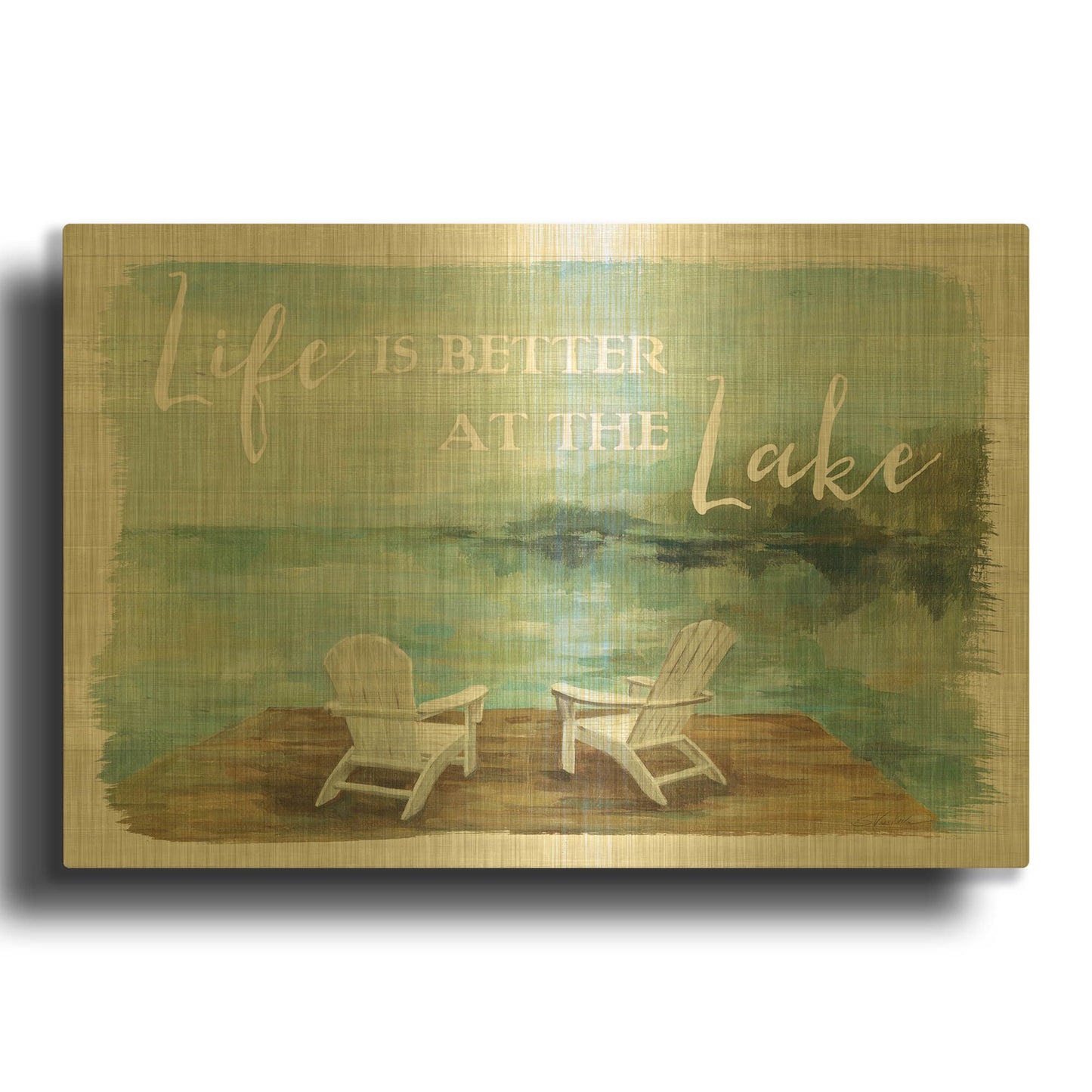 'Lakeside Retreat I' By Silvia Vassileva Gold Metal Wall Art