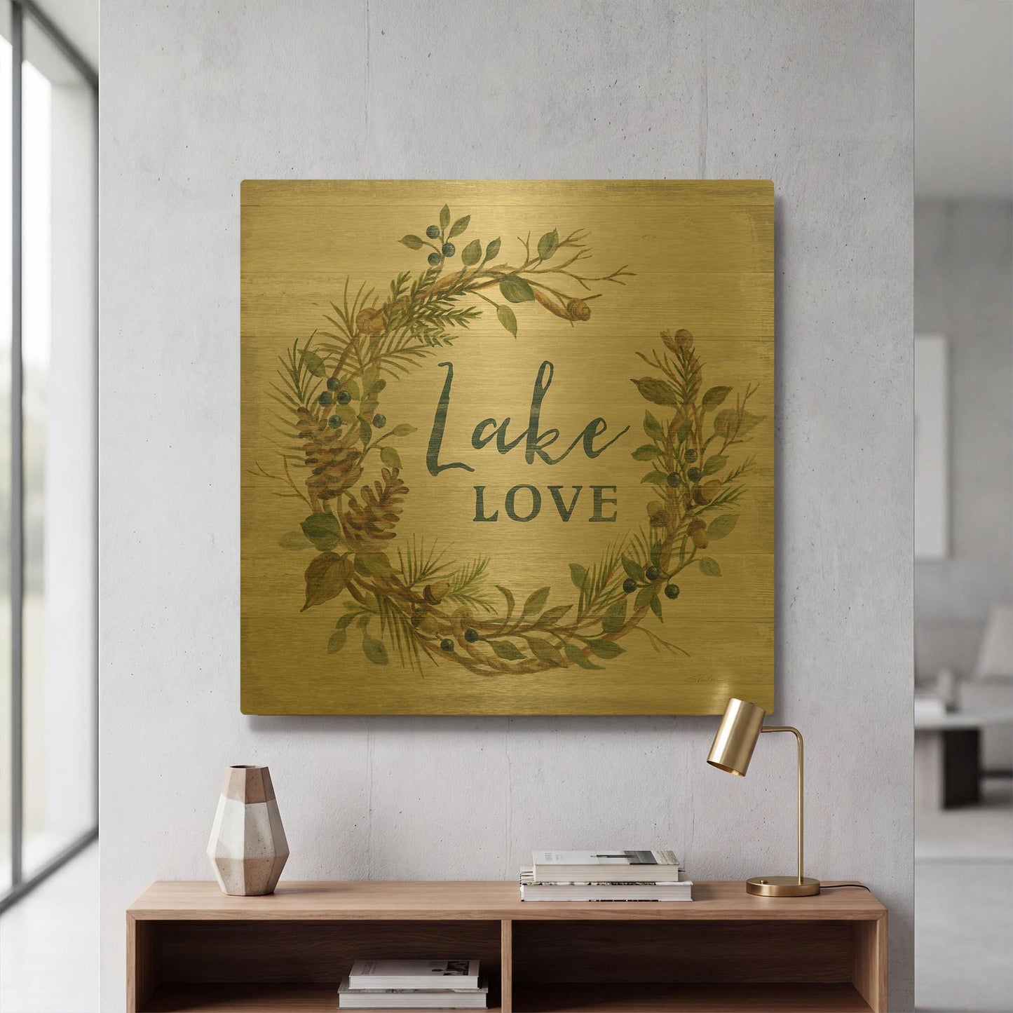 'Lakeside Retreat IV' By Silvia Vassileva Gold Metal Wall Art