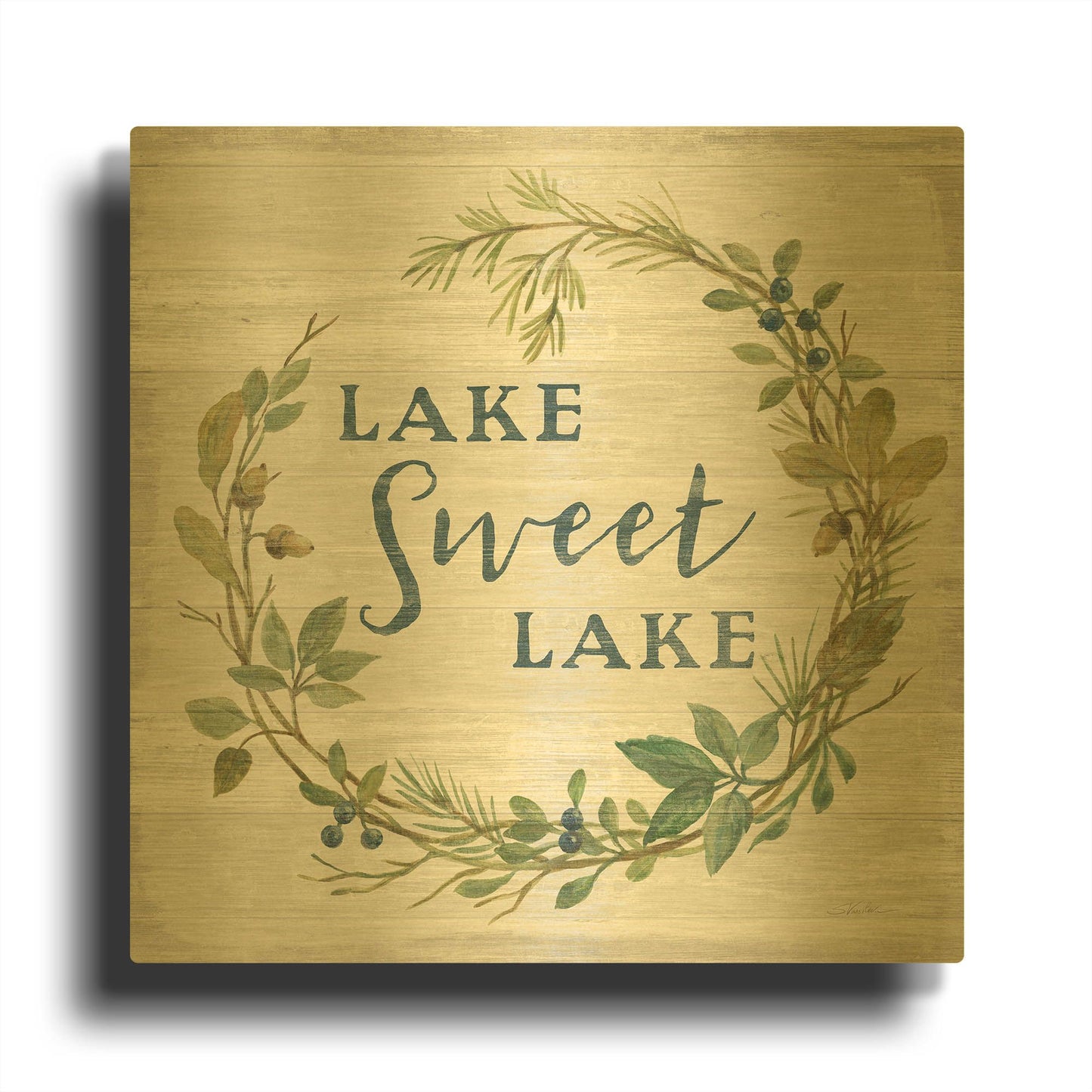 'Lakeside Retreat V' By Silvia Vassileva Gold Metal Wall Art