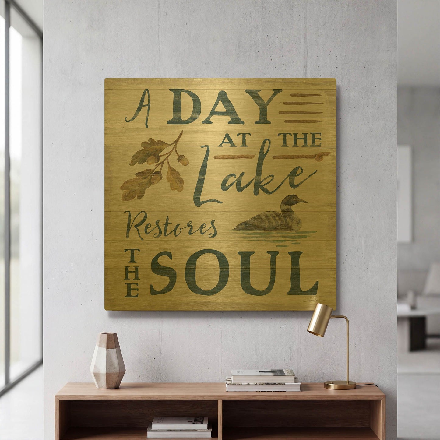 'Lakeside Retreat VII' By Silvia Vassileva Gold Metal Wall Art