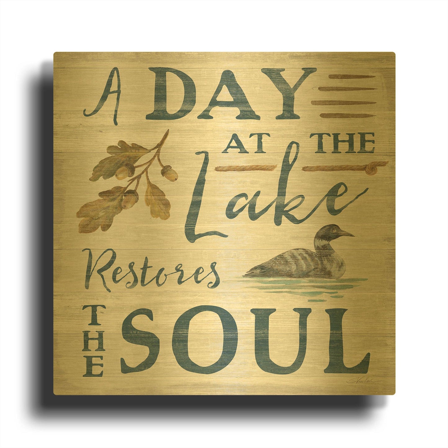 'Lakeside Retreat VII' By Silvia Vassileva Gold Metal Wall Art
