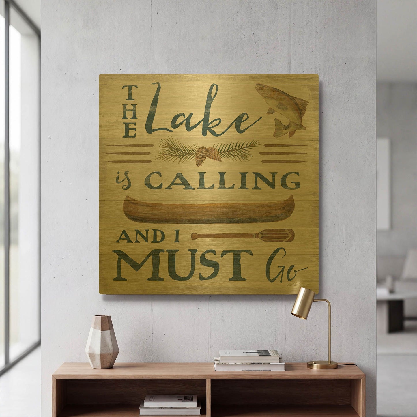'Lakeside Retreat VIII' By Silvia Vassileva Gold Metal Wall Art