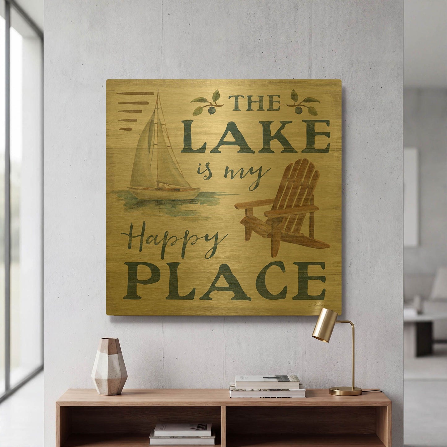 'Lakeside Retreat IX' By Silvia Vassileva Gold Metal Wall Art
