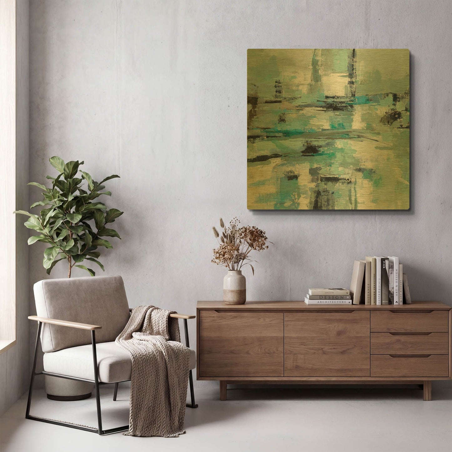 'Sage Sea Foam' By Silvia Vassileva Gold Metal Wall Art