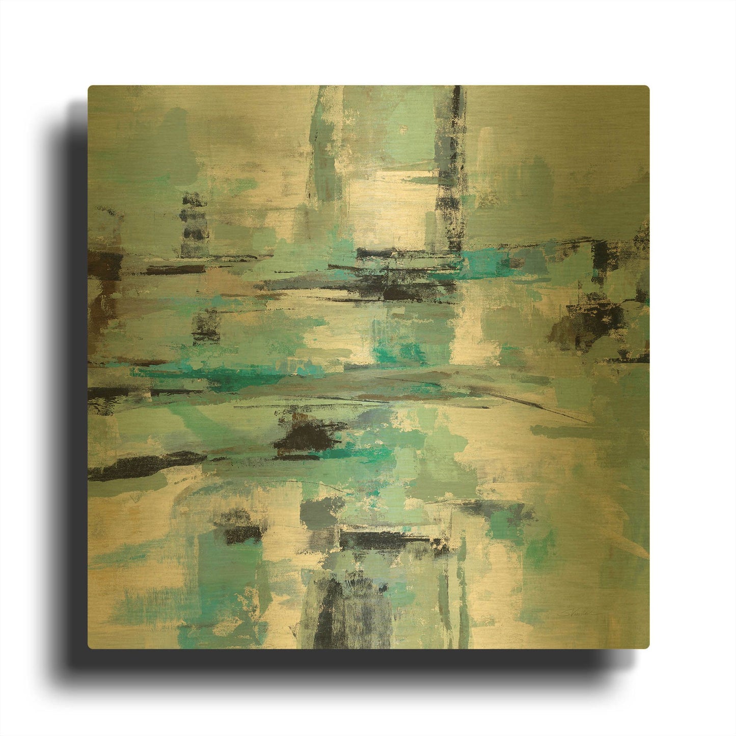 'Sage Sea Foam' By Silvia Vassileva Gold Metal Wall Art