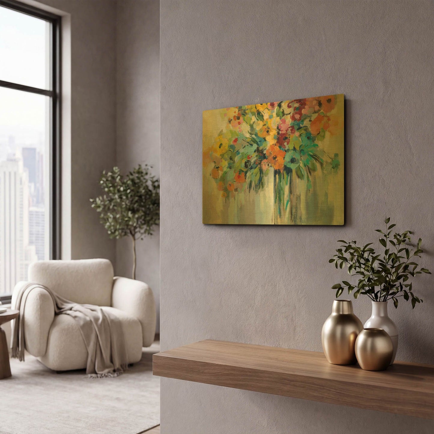 'Cloud of Flowers' By Silvia Vassileva Gold Metal Wall Art