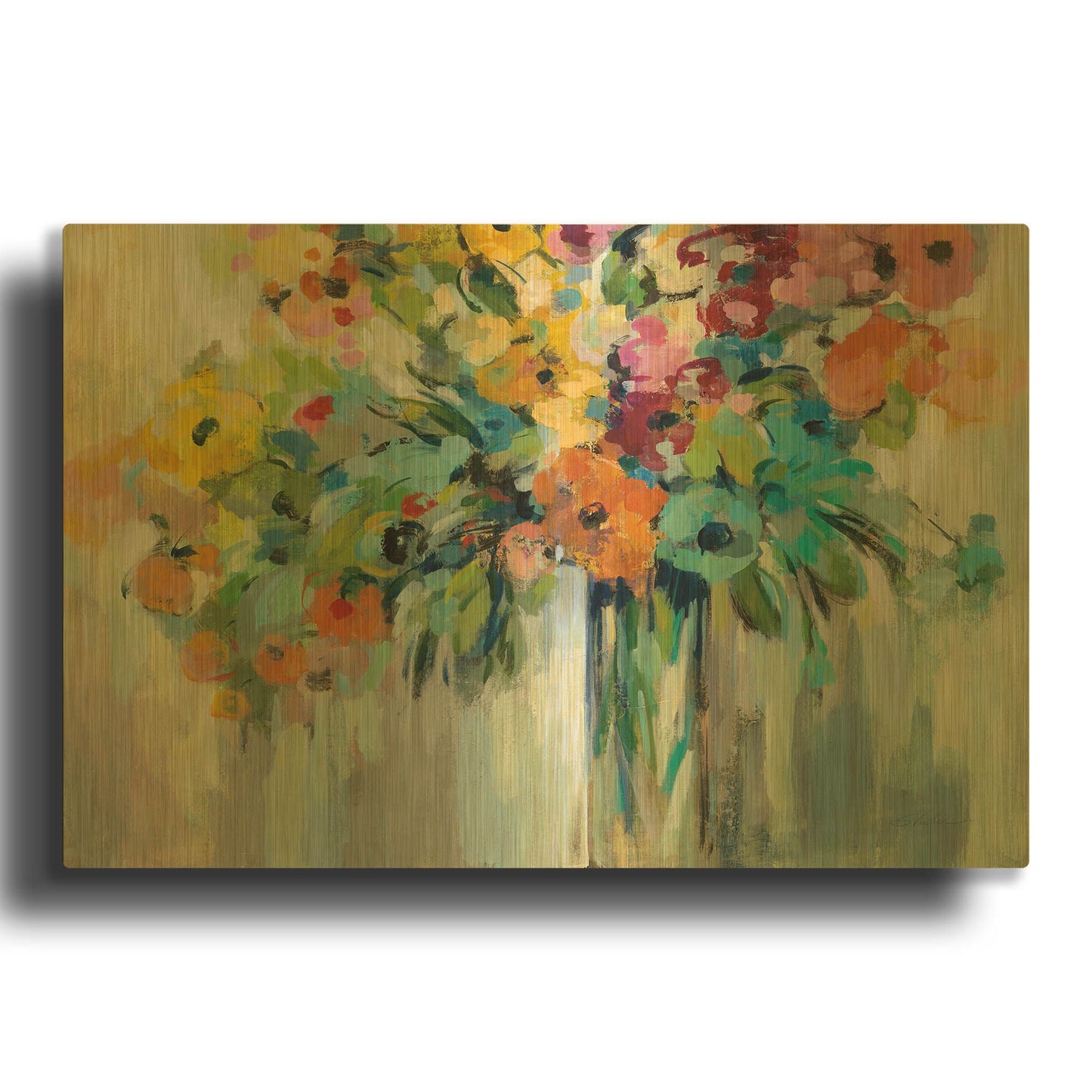 'Cloud of Flowers' By Silvia Vassileva Gold Metal Wall Art